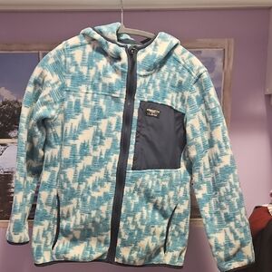 Girls 14/16 Large L.L. Bean Blue and White Fleece Jacket